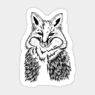 Fox Face illustration - B&W Sticker